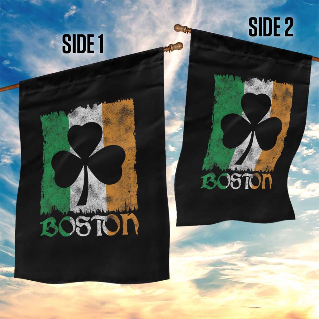Boston St Patricks Day Garden Flag Distressed Shamrock Vintage Irish Flag TS11 Print Your Wear