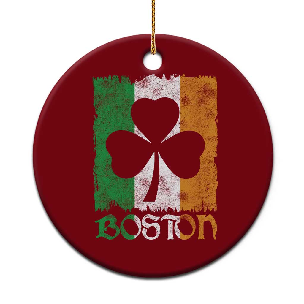 Boston St Patricks Day Ceramic Ornament Distressed Shamrock Vintage Irish Flag TS11 1pc Red Print Your Wear