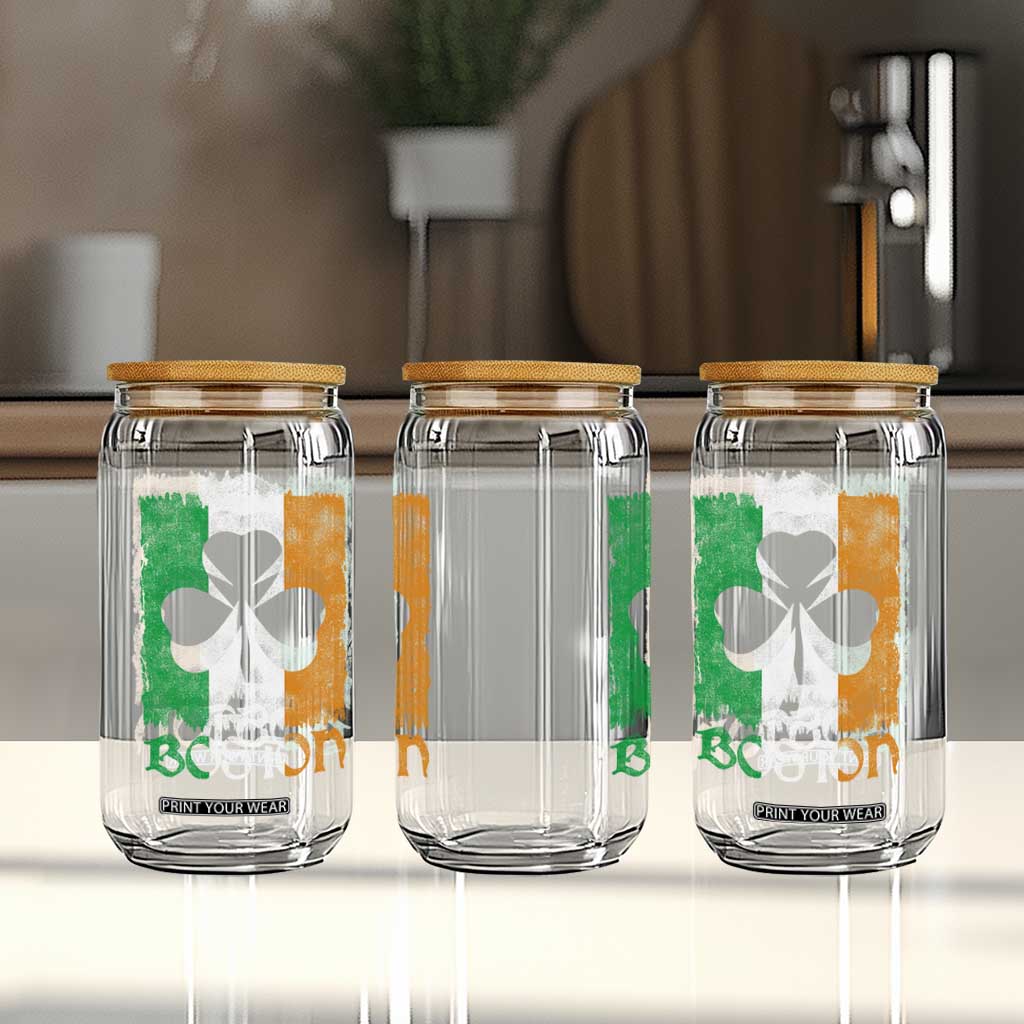 Boston St Patricks Day Glass Can Distressed Shamrock Vintage Irish Flag TS11 Print Your Wear