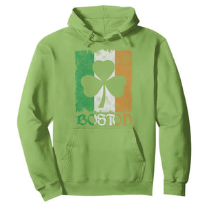 Boston St Patricks Day Hoodie Distressed Shamrock Vintage Irish Flag TS11 Lime Print Your Wear