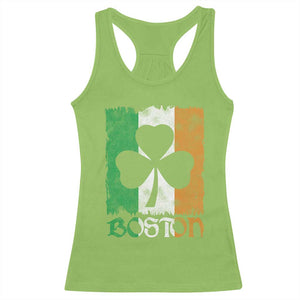 Boston St Patricks Day Racerback Tank Top Distressed Shamrock Vintage Irish Flag TS11 Lime Print Your Wear
