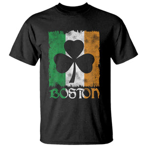 Boston St Patricks Day T Shirt Distressed Shamrock Vintage Irish Flag TS11 Black Print Your Wear