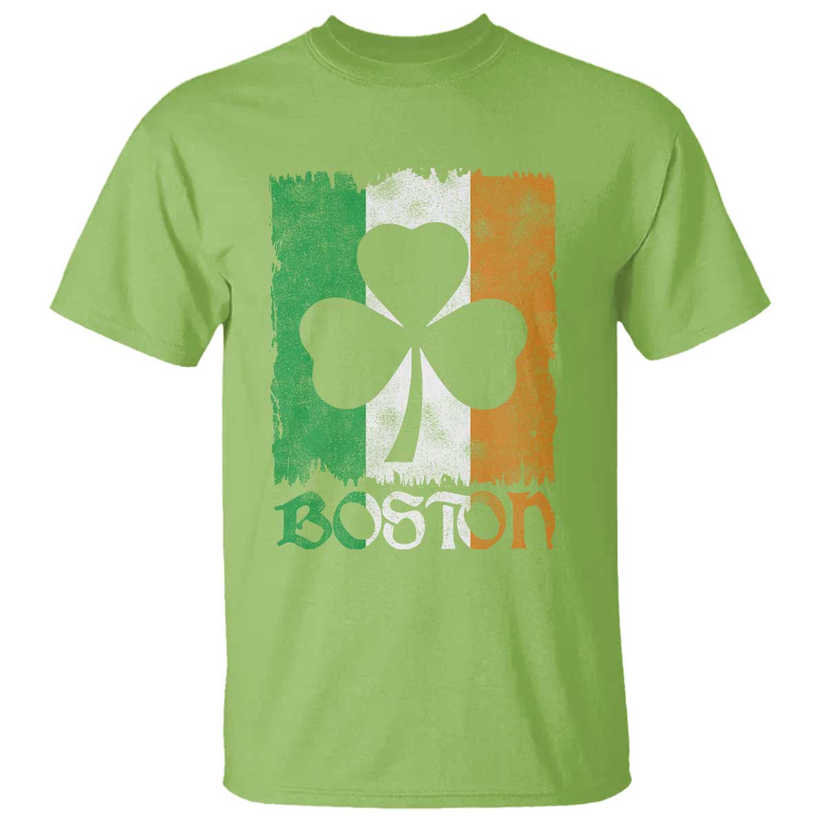 Boston St Patricks Day T Shirt Distressed Shamrock Vintage Irish Flag TS11 Lime Print Your Wear