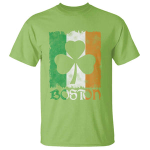 Boston St Patricks Day T Shirt Distressed Shamrock Vintage Irish Flag TS11 Lime Print Your Wear