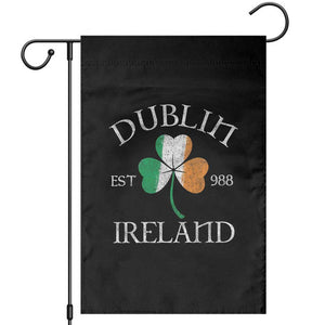 Dublin Ireland Est 988 Garden Flag St Patricks Day Shamrock Leaf TS11 Black Print Your Wear