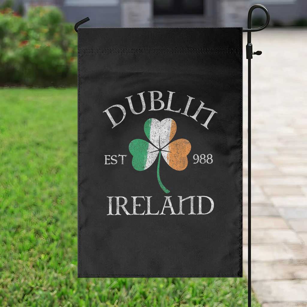 Dublin Ireland Est 988 Garden Flag St Patricks Day Shamrock Leaf TS11 Print Your Wear