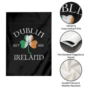 Dublin Ireland Est 988 Garden Flag St Patricks Day Shamrock Leaf TS11 Print Your Wear