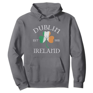 Dublin Ireland Est 988 Hoodie St Patricks Day Shamrock Leaf TS11 Charcoal Print Your Wear