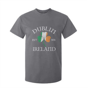Dublin Ireland Est 988 T Shirt For Kid St Patricks Day Shamrock Leaf TS11 Charcoal Print Your Wear