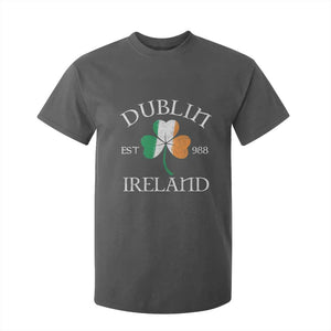 Dublin Ireland Est 988 T Shirt For Kid St Patricks Day Shamrock Leaf TS11 Dark Heather Print Your Wear