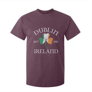 Dublin Ireland Est 988 T Shirt For Kid St Patricks Day Shamrock Leaf TS11 Maroon Print Your Wear