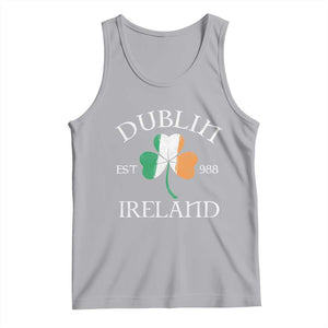 Dublin Ireland Est 988 Tank Top St Patricks Day Shamrock Leaf TS11 Athletic Heather Print Your Wear