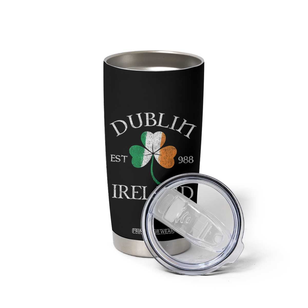 Dublin Ireland Est 988 Tumbler Cup St Patricks Day Shamrock Leaf TS11 Print Your Wear