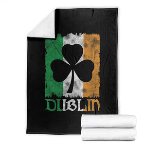 Dublin Ireland St Patricks Day Throw Blanket Distressed Shamrock Vintage Irish Flag TS11 Black Print Your Wear
