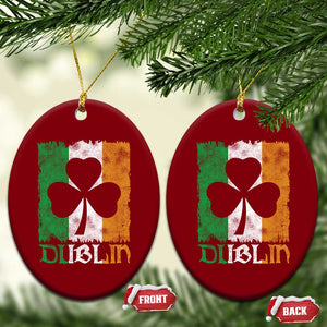 Dublin Ireland St Patricks Day Ceramic Ornament Distressed Shamrock Vintage Irish Flag TS11 Print Your Wear