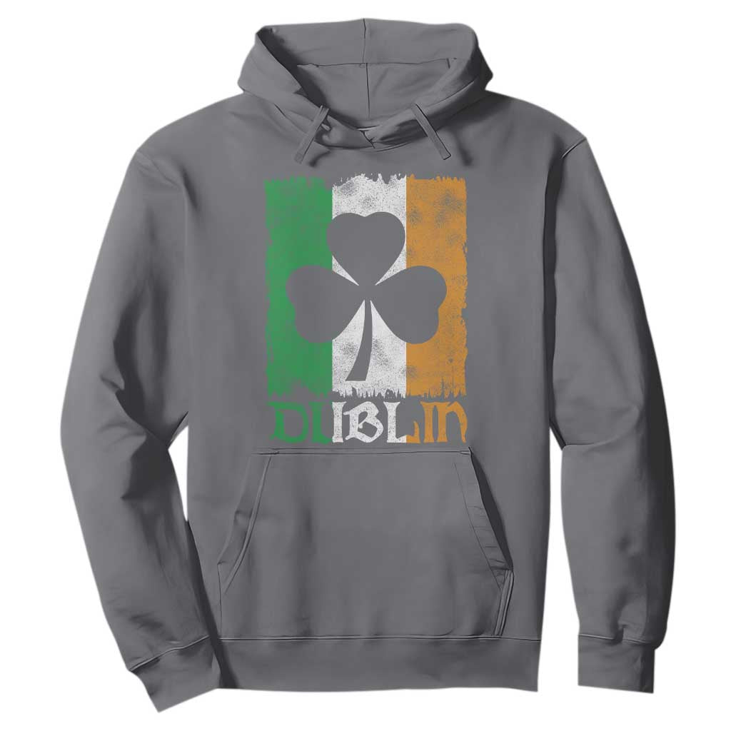 Dublin Ireland St Patricks Day Hoodie Distressed Shamrock Vintage Irish Flag TS11 Charcoal Print Your Wear