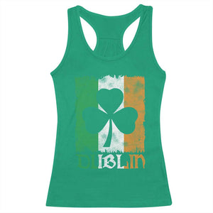 Dublin Ireland St Patricks Day Racerback Tank Top Distressed Shamrock Vintage Irish Flag TS11 Irish Green Print Your Wear