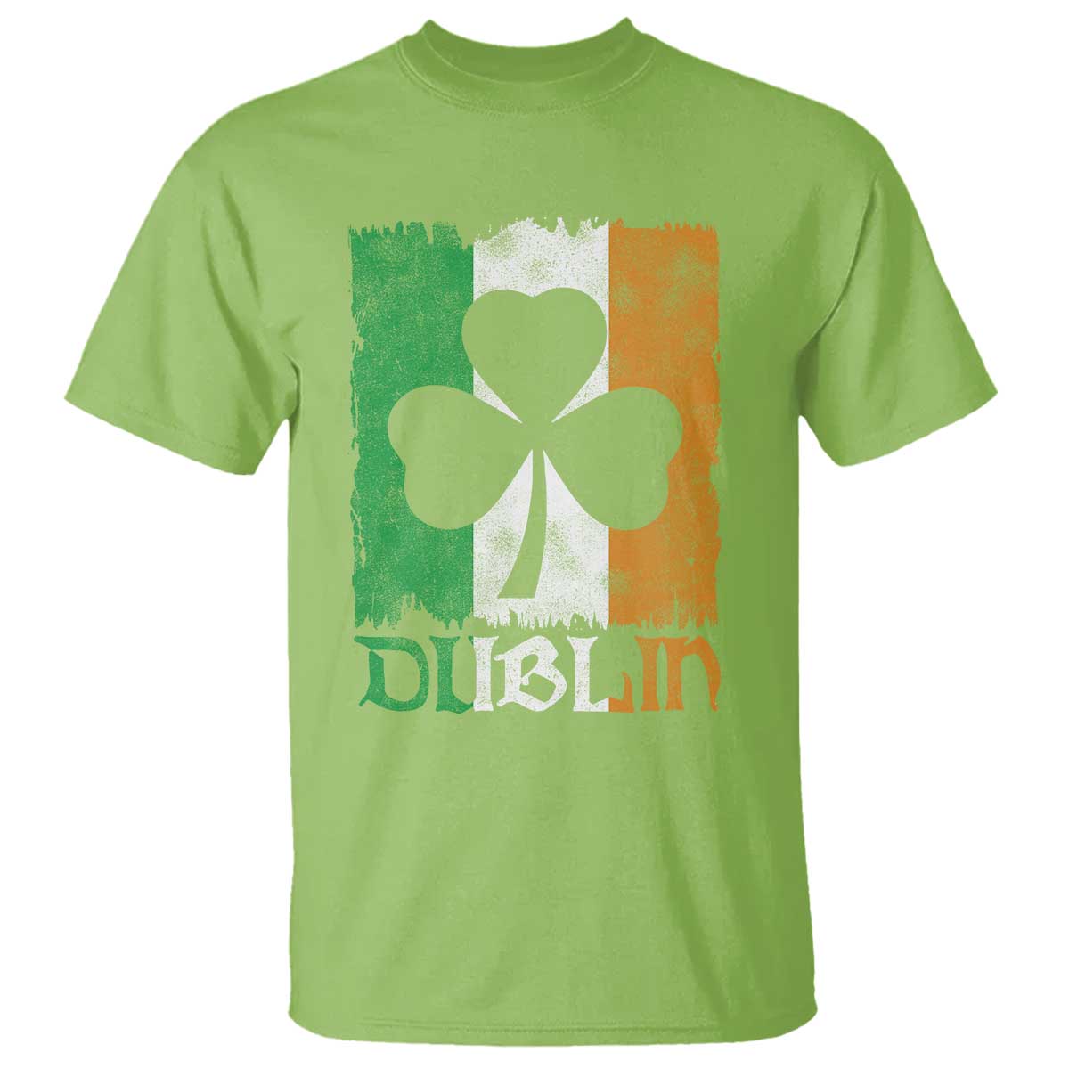 Dublin Ireland St Patricks Day T Shirt Distressed Shamrock Vintage Irish Flag TS11 Lime Print Your Wear