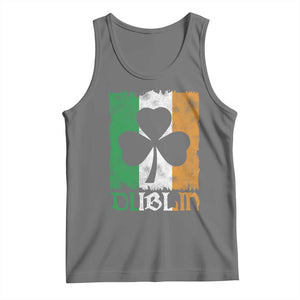 Dublin Ireland St Patricks Day Tank Top Distressed Shamrock Vintage Irish Flag TS11 Black Heather Print Your Wear