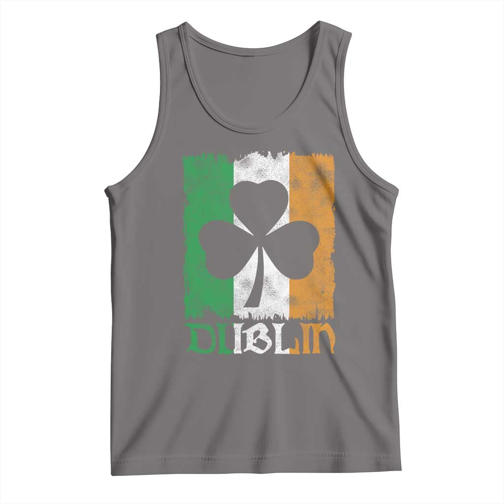 Dublin Ireland St Patricks Day Tank Top Distressed Shamrock Vintage Irish Flag TS11 Deep Heather Print Your Wear