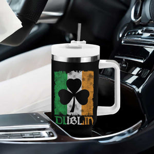 Dublin Ireland St Patricks Day Tumbler With Handle Distressed Shamrock Vintage Irish Flag TS11 Print Your Wear