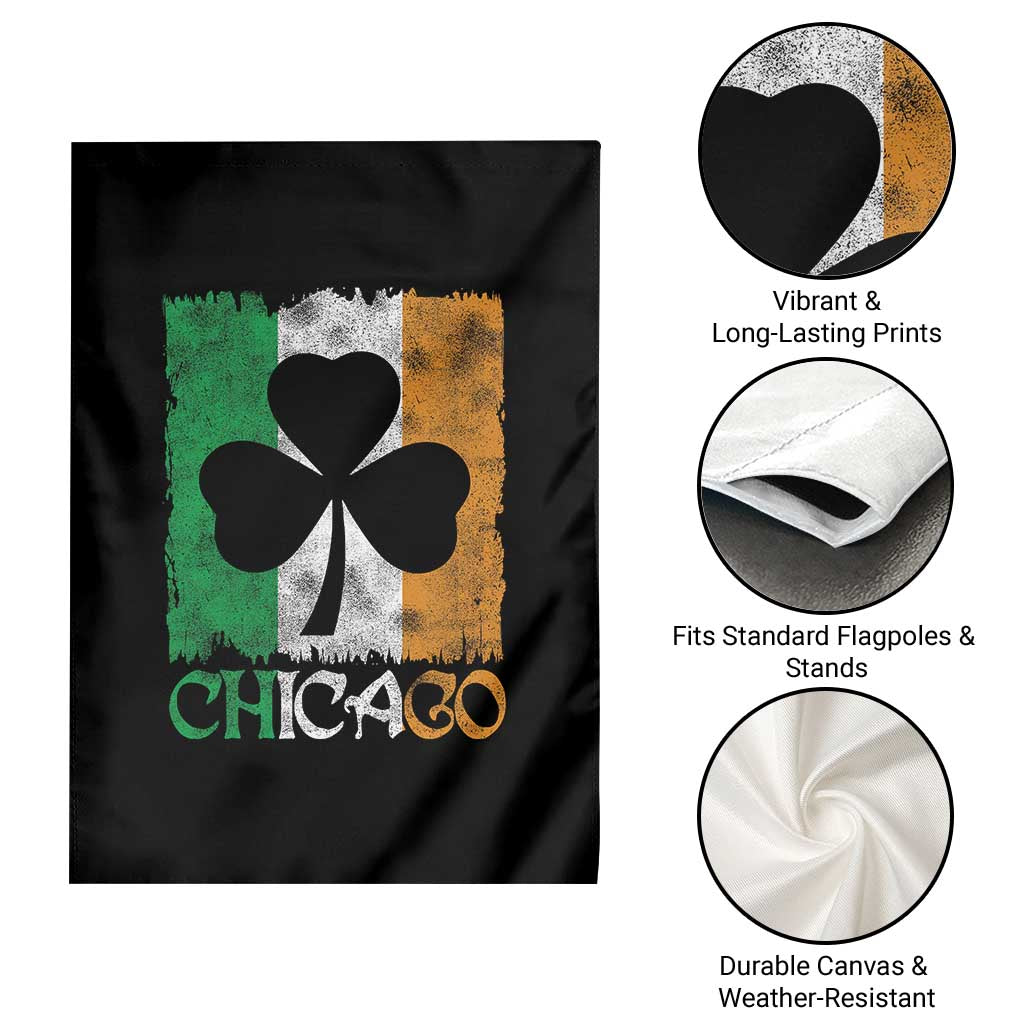 Chicago IL St Patricks Day Garden Flag Distressed Shamrock Vintage Irish Flag TS11 Print Your Wear