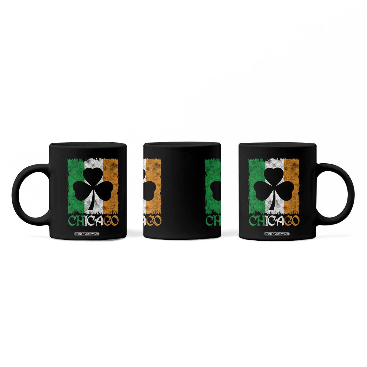 Chicago IL St Patricks Day Coffee Mug Distressed Shamrock Vintage Irish Flag TS11 Print Your Wear