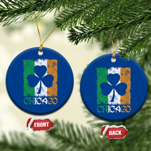 Chicago IL St Patricks Day Ceramic Ornament Distressed Shamrock Vintage Irish Flag TS11 1pc Blue Print Your Wear