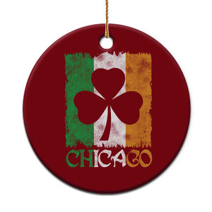 Chicago IL St Patricks Day Ceramic Ornament Distressed Shamrock Vintage Irish Flag TS11 1pc Red Print Your Wear