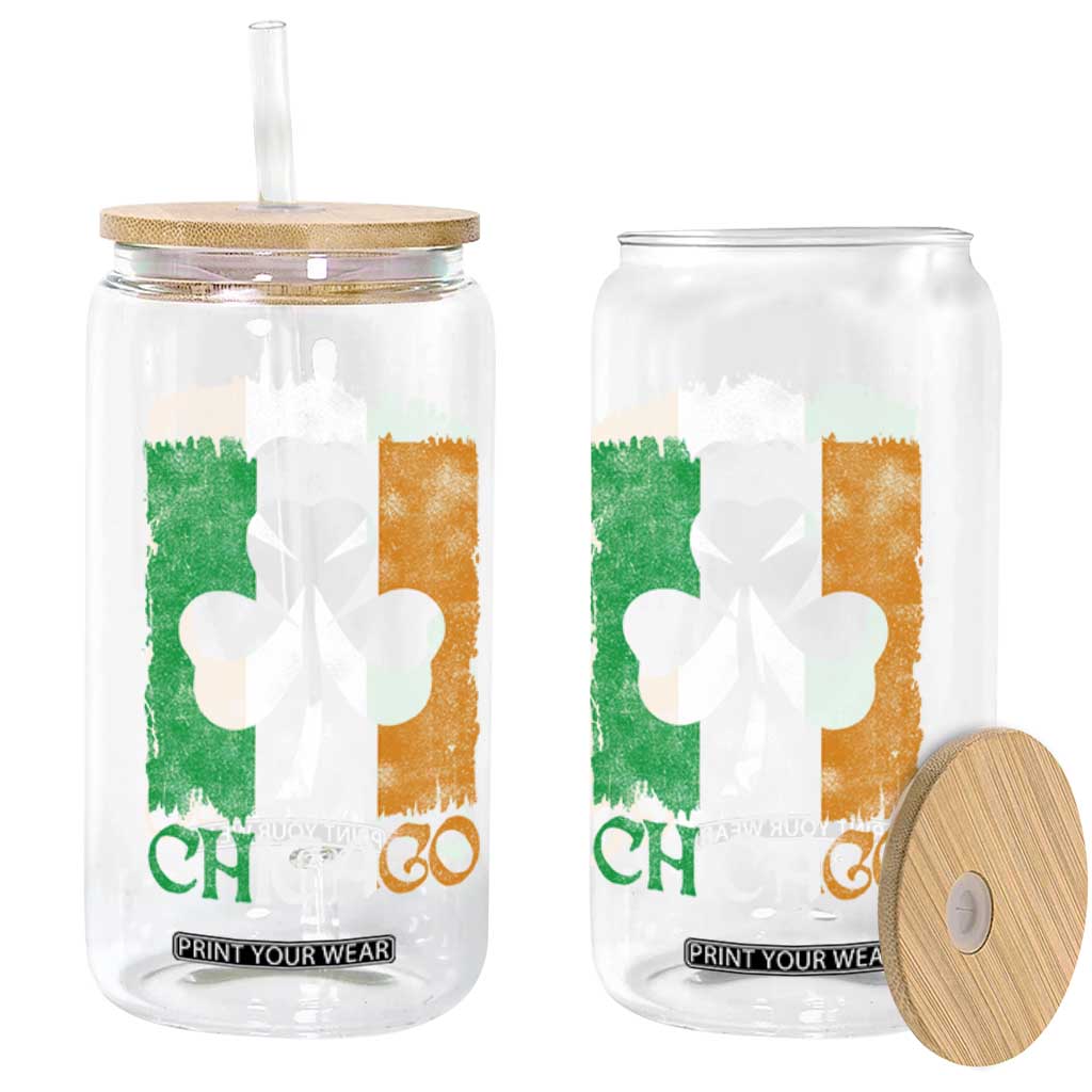 Chicago IL St Patricks Day Glass Can Distressed Shamrock Vintage Irish Flag TS11 Print Your Wear