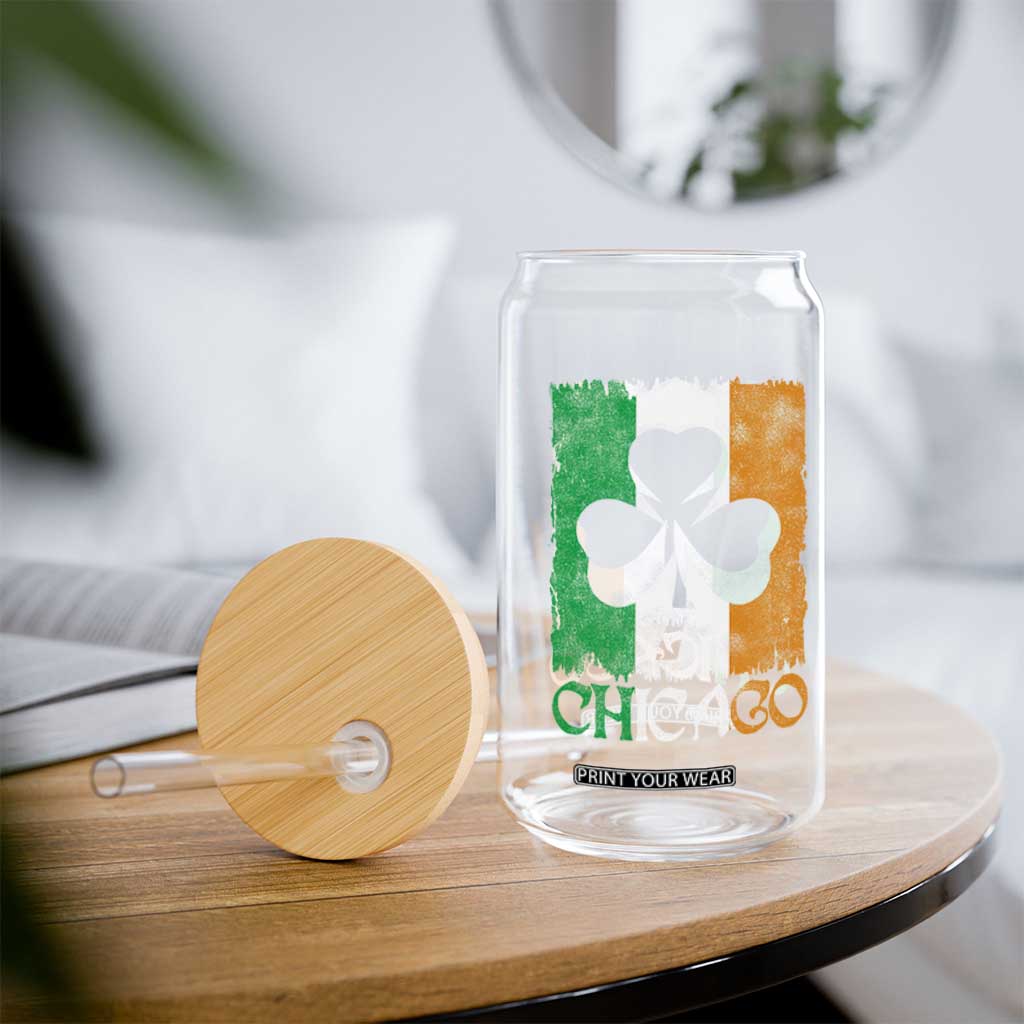 Chicago IL St Patricks Day Glass Can Distressed Shamrock Vintage Irish Flag TS11 Print Your Wear