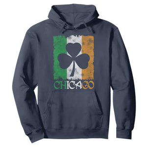 Chicago IL St Patricks Day Hoodie Distressed Shamrock Vintage Irish Flag TS11 Navy Print Your Wear