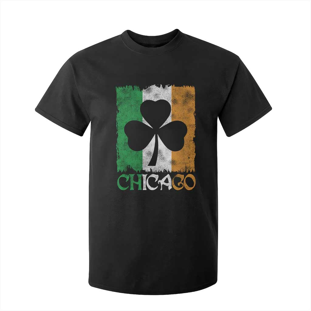 Chicago IL St Patricks Day T Shirt For Kid Distressed Shamrock Vintage Irish Flag TS11 Black Print Your Wear