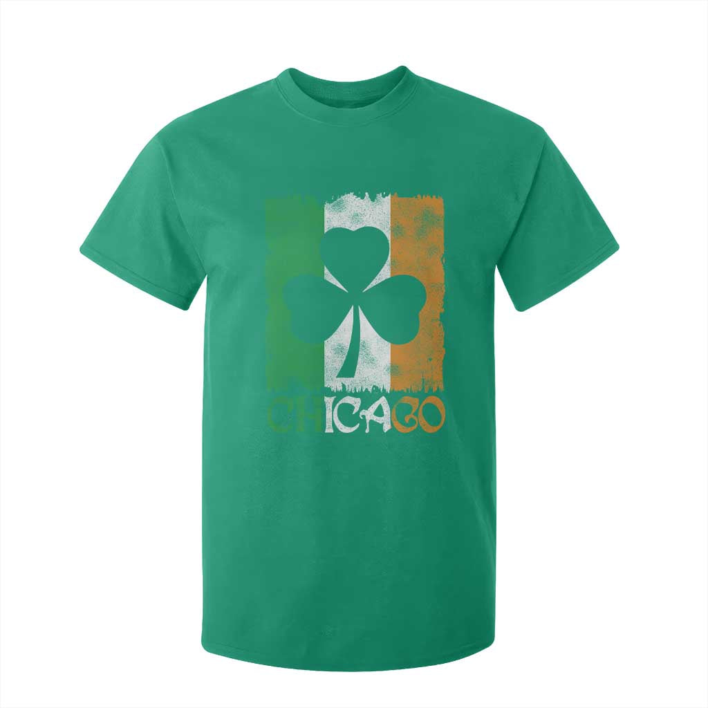 Chicago IL St Patricks Day T Shirt For Kid Distressed Shamrock Vintage Irish Flag TS11 Irish Green Print Your Wear