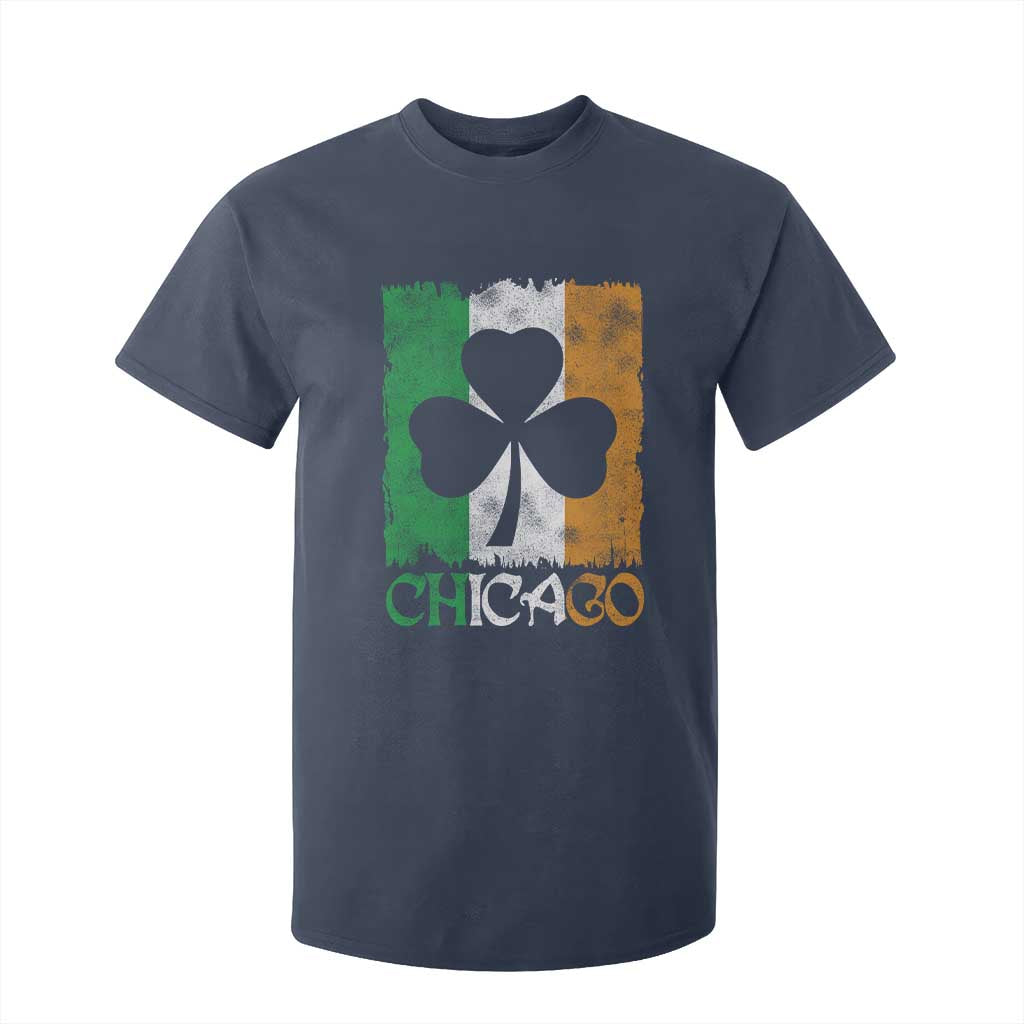 Chicago IL St Patricks Day T Shirt For Kid Distressed Shamrock Vintage Irish Flag TS11 Navy Print Your Wear
