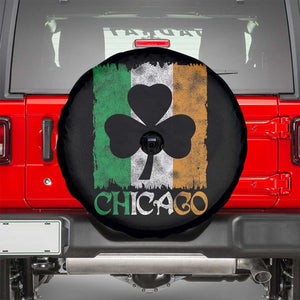 Chicago IL St Patricks Day Spare Tire Cover Distressed Shamrock Vintage Irish Flag TS11 Black Print Your Wear