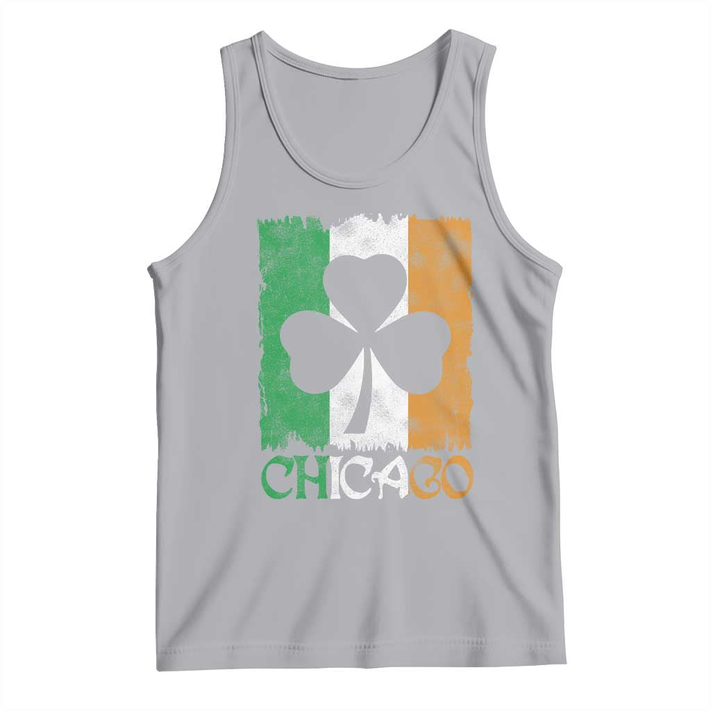 Chicago IL St Patricks Day Tank Top Distressed Shamrock Vintage Irish Flag TS11 Athletic Heather Print Your Wear