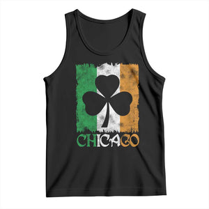 Chicago IL St Patricks Day Tank Top Distressed Shamrock Vintage Irish Flag TS11 Black Print Your Wear
