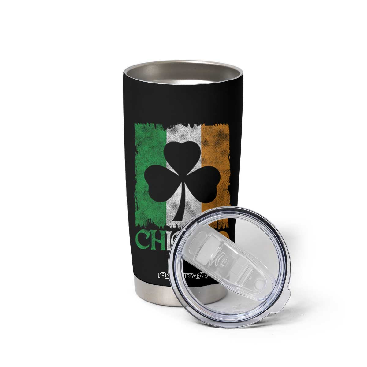 Chicago IL St Patricks Day Tumbler Cup Distressed Shamrock Vintage Irish Flag TS11 Print Your Wear