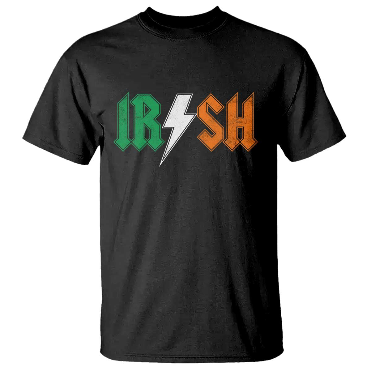 Funny Irish Rocker St Patricks Day Lightning Bolt Rock Music Lover T Shirt TS11 Black Print Your Wear