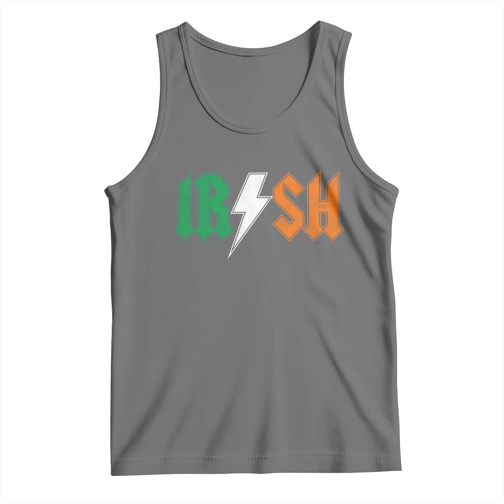 Funny Irish Rocker St Patricks Day Lightning Bolt Rock Music Lover Tank Top TS11 Black Heather Print Your Wear