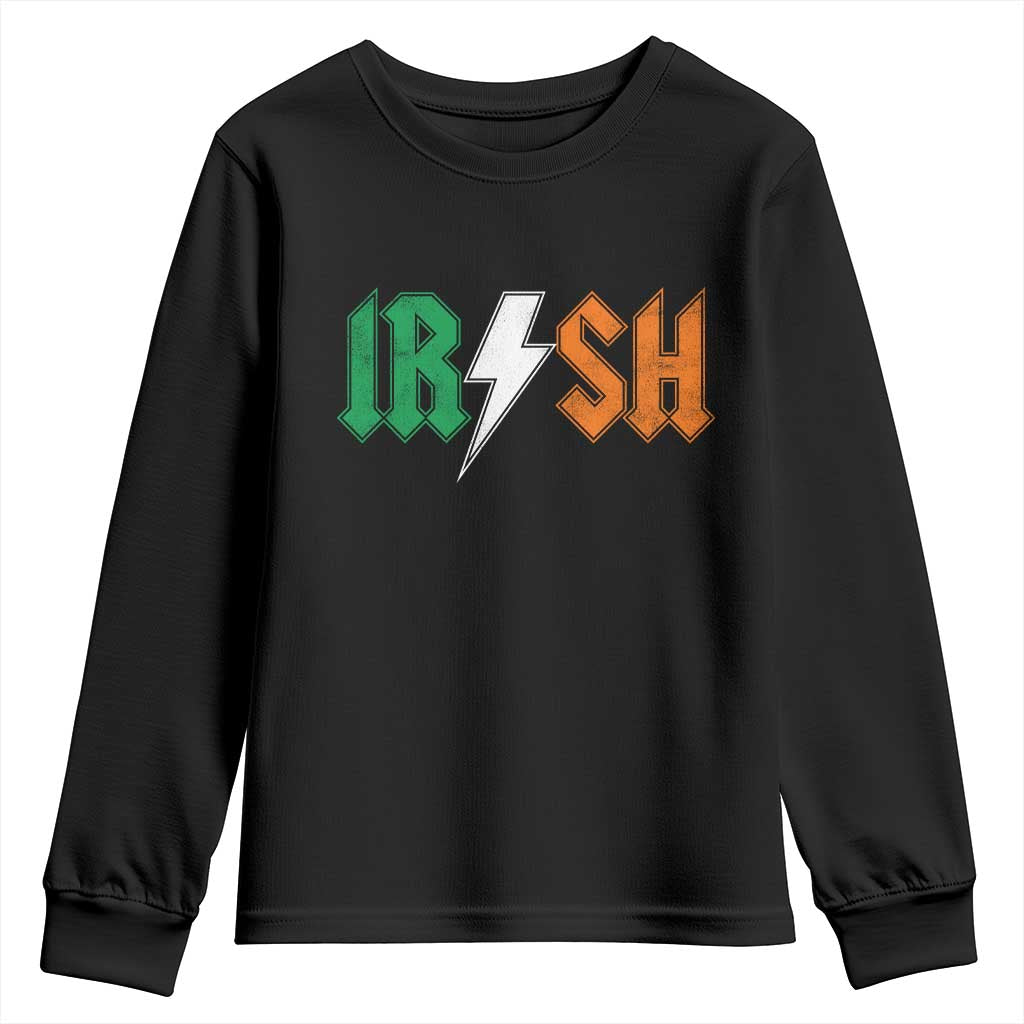 Funny Irish Rocker St Patricks Day Lightning Bolt Rock Music Lover Youth Sweatshirt TS11 Black Print Your Wear