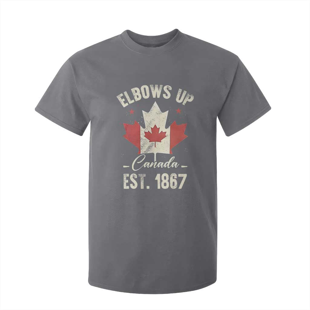 Elbows Up Canada EST 1867 T Shirt For Kid True North Strong and Free Proud Canadian Maple Leaf TS11 Charcoal Print Your Wear