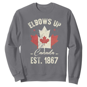 Elbows Up Canada EST 1867 Sweatshirt True North Strong and Free Proud Canadian Maple Leaf TS11 Charcoal Print Your Wear