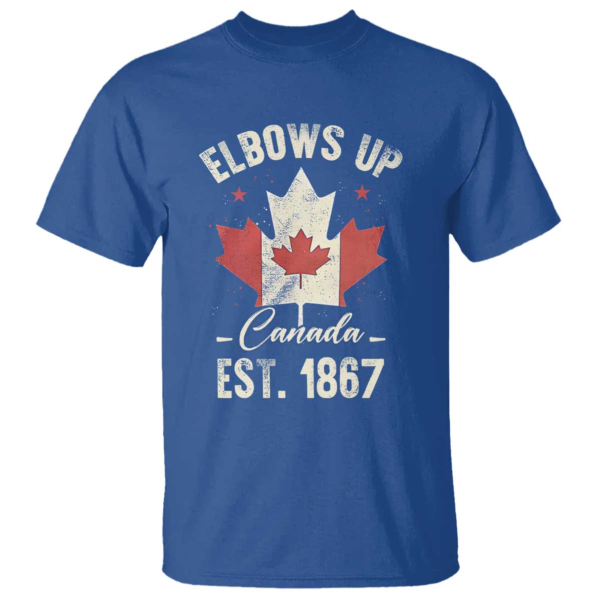 Elbows Up Canada EST 1867 T Shirt True North Strong and Free Proud Canadian Maple Leaf TS11 Royal Blue Print Your Wear