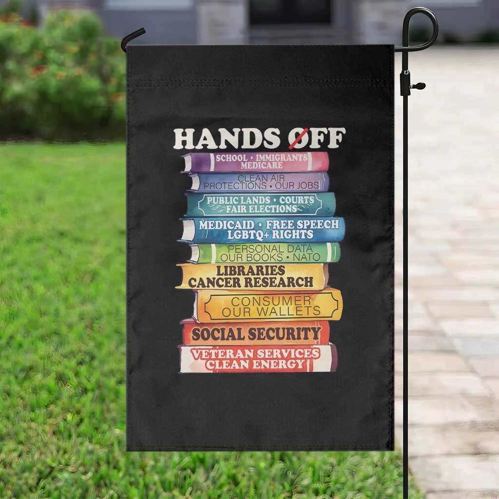 Hands Off Garden Flag Social Security And Medicare Protest Colorful Books TS11 Print Your Wear
