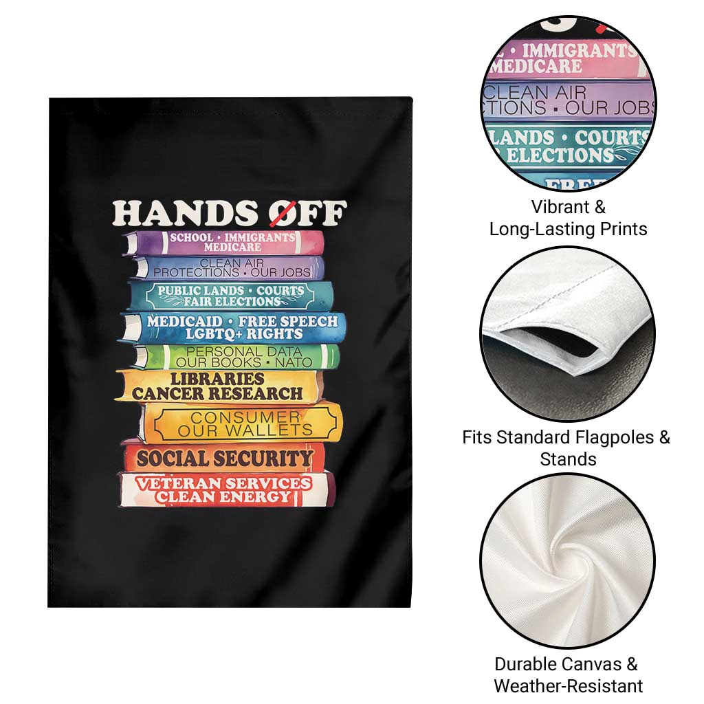 Hands Off Garden Flag Social Security And Medicare Protest Colorful Books TS11 Print Your Wear