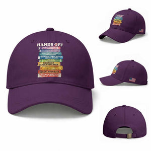 Hands Off Baseball Cap Social Security And Medicare Protest Colorful Books TS11 Baseball Cap Universal Fit Purple Print Your Wear