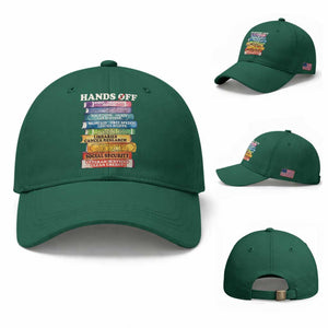 Hands Off Baseball Cap Social Security And Medicare Protest Colorful Books TS11 Baseball Cap Universal Fit Irish Green Print Your Wear