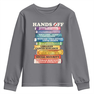 Hands Off Youth Sweatshirt Social Security And Medicare Protest Colorful Books TS11 Charcoal Print Your Wear